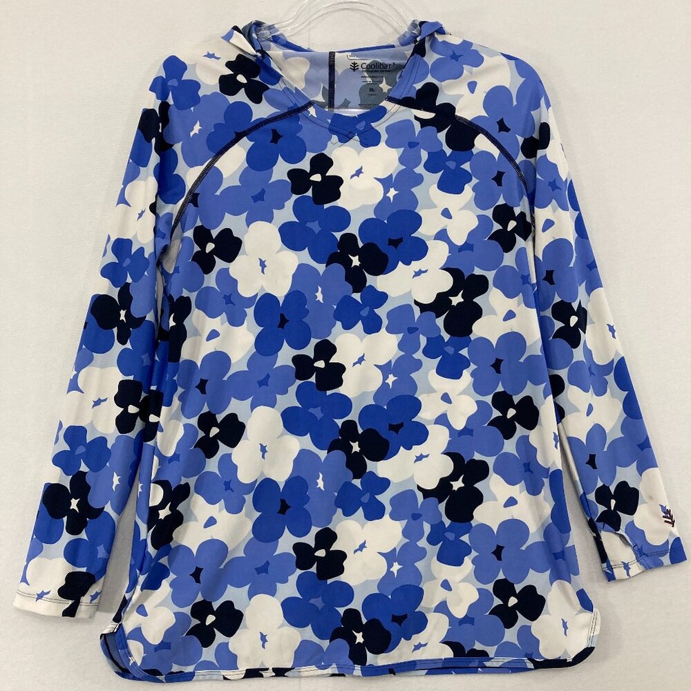 Coolibar‎ Youth Top size XL Floral Hoodie UPF 50 Seacoast Cover-up Active